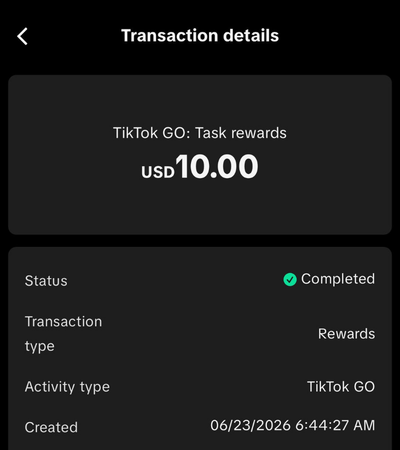 Bukti payout TikTok GO