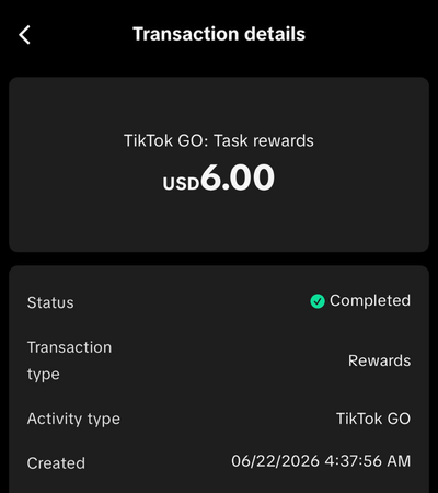 Bukti payout TikTok GO