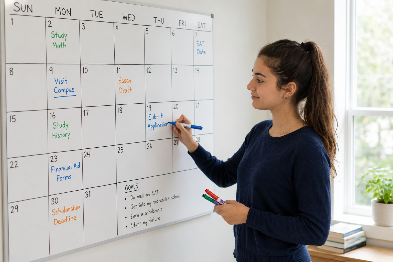 Student golfer studying for SAT and college prep at home