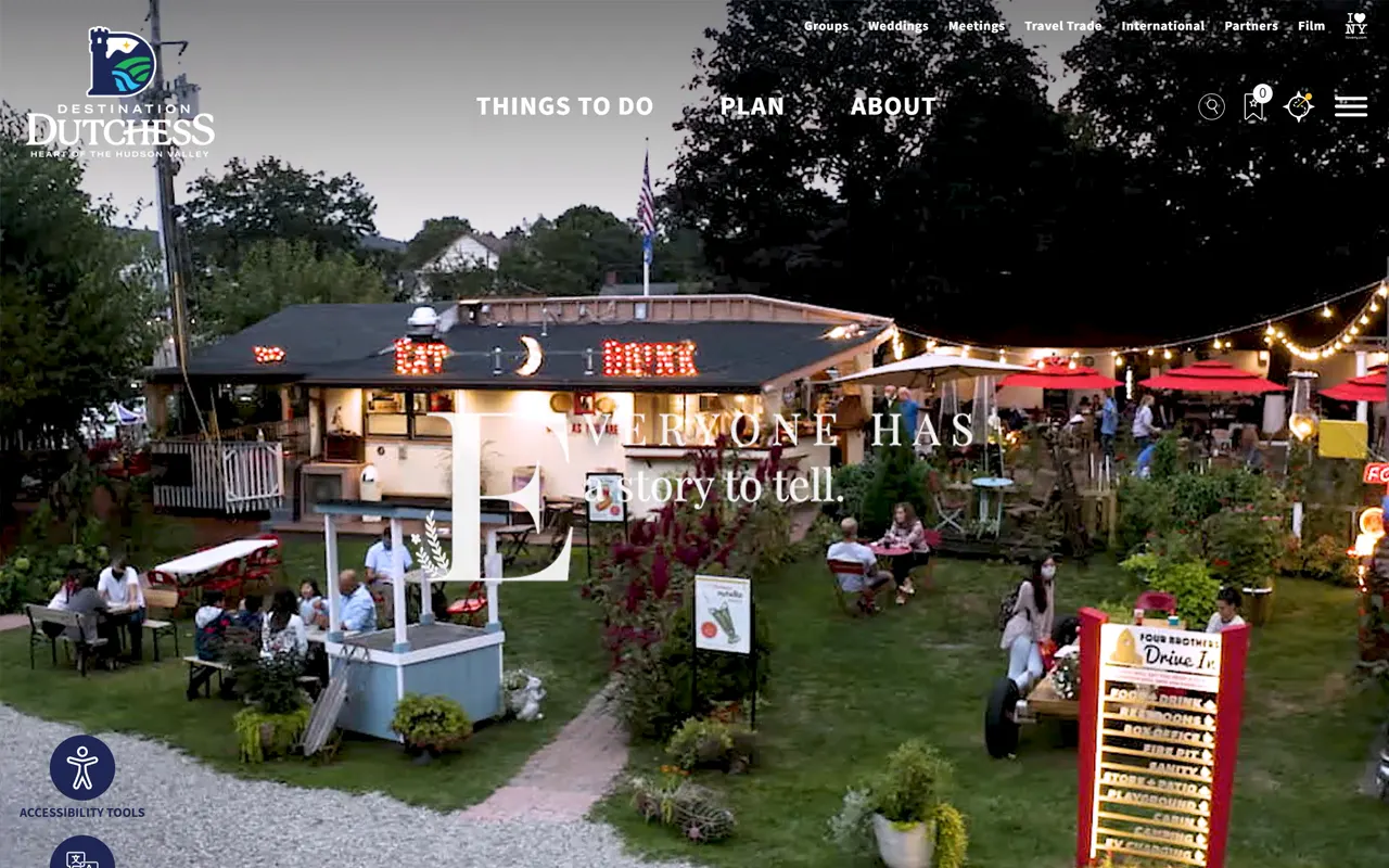 Website screenshot for Dutchess County Tourism, an Imagativ destination marketing client