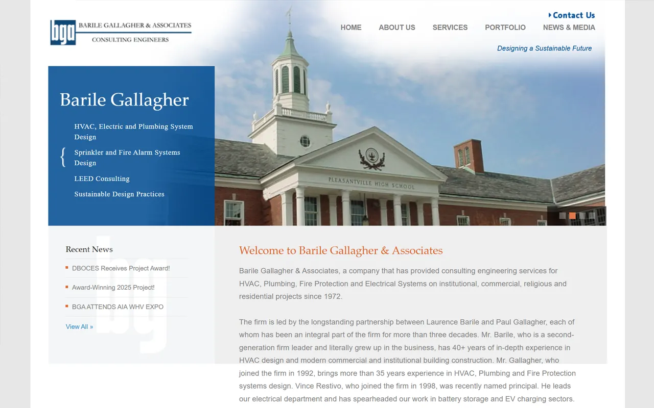 Website screenshot for Barile Gallagher & Associates, an Imagativ A&E - Engineering client