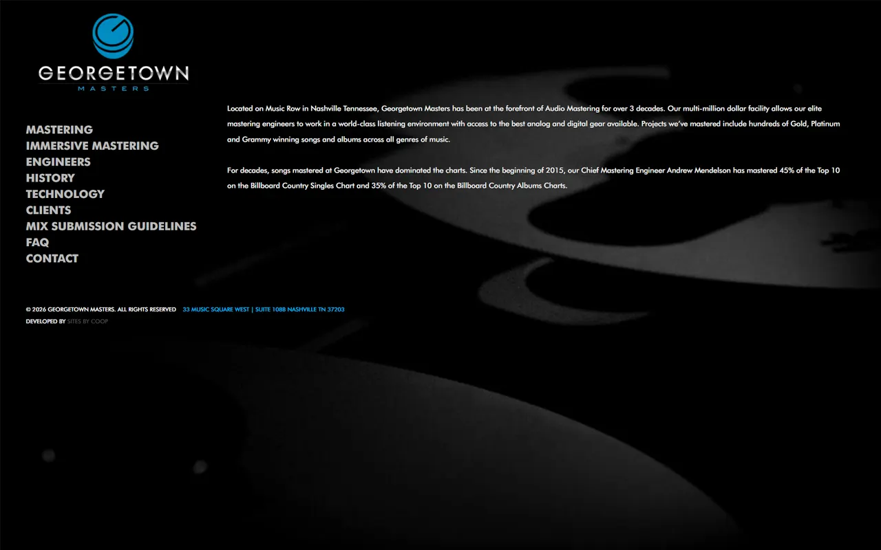 Website screenshot for Georgetown Masters, an Imagativ Professional Services - Music client