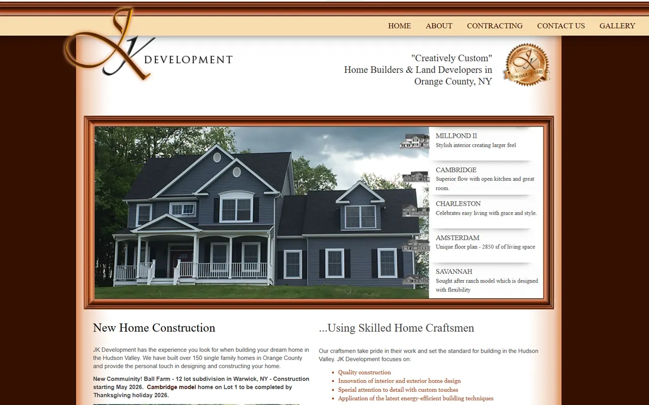 Website screenshot for JK Development Corp., an Imagativ A&E - Land Development client