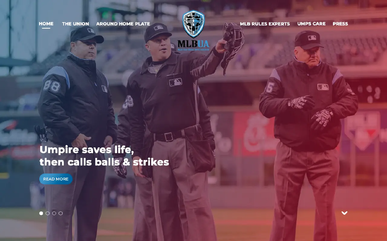 Website screenshot for Major League Baseball Umpires' Association, an Imagativ Professional Services - Union client