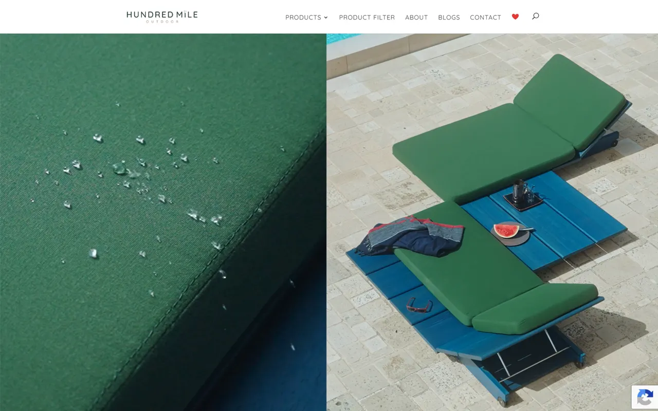 Hundred Mile Outdoor weatherproof furniture product photography, one of two properties built for Imagativ client Hundred Mile Outdoor (Broker Dealer - Luxury Furnishings)