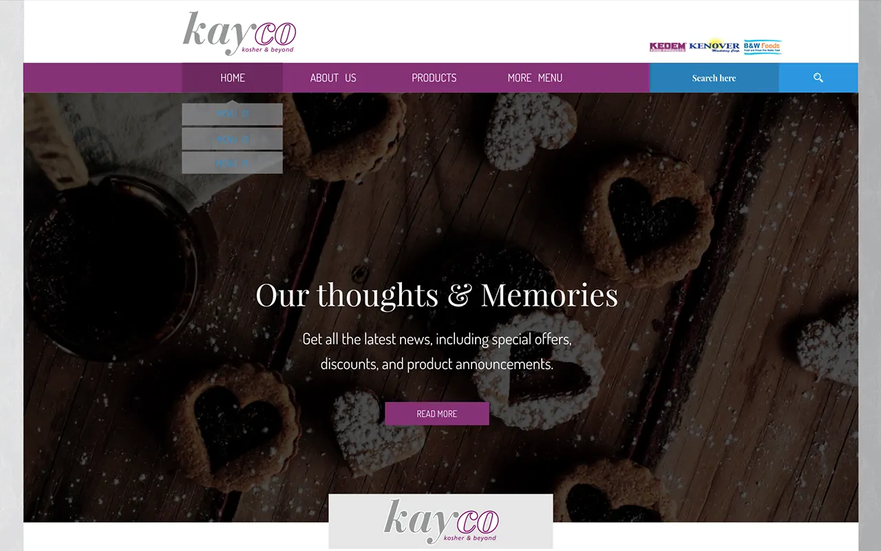 KayCo kosher food brand website, built for Imagativ client Royal Wine Corp
