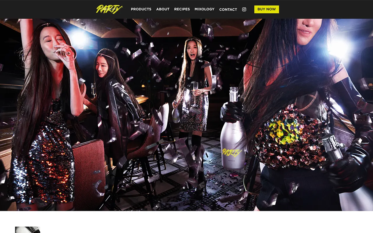 PARTY sparkling wine brand website, built for Imagativ client Royal Wine Corp