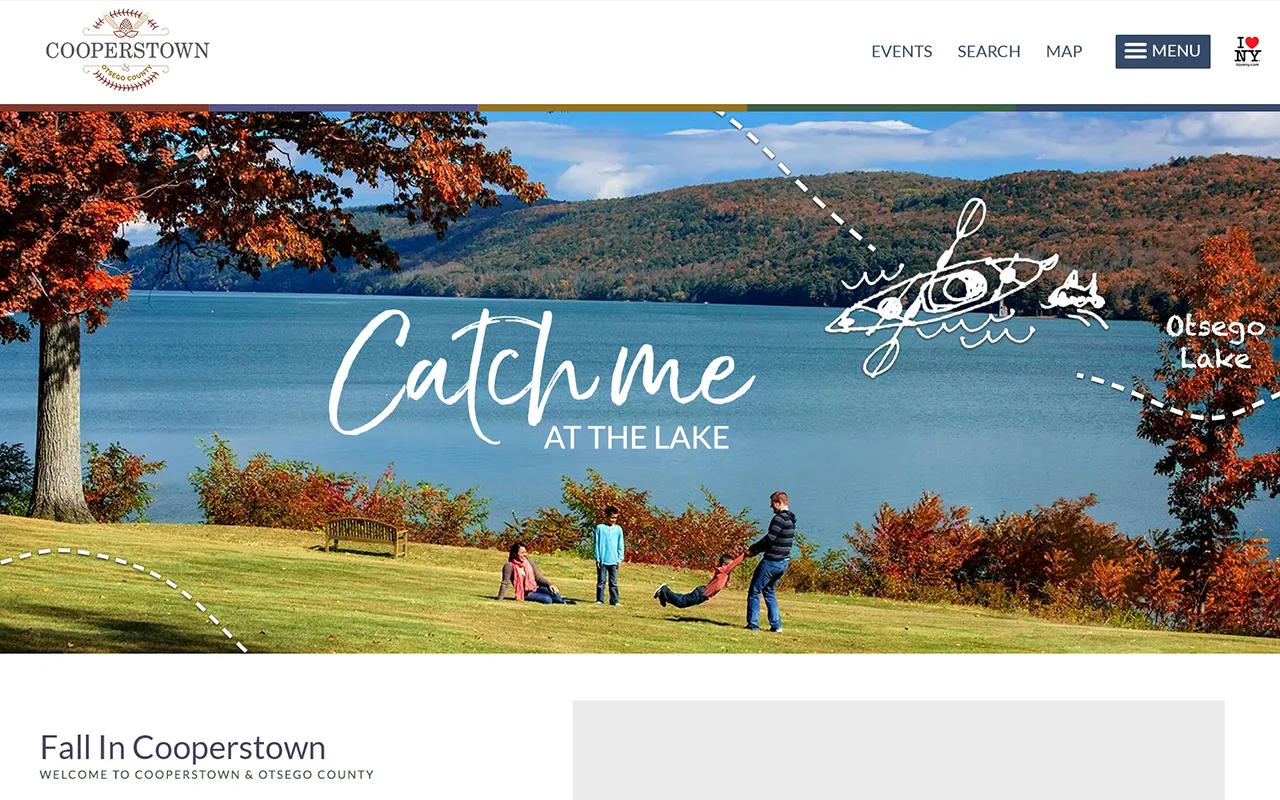 Website screenshot for Otsego County Tourism, an Imagativ destination marketing client