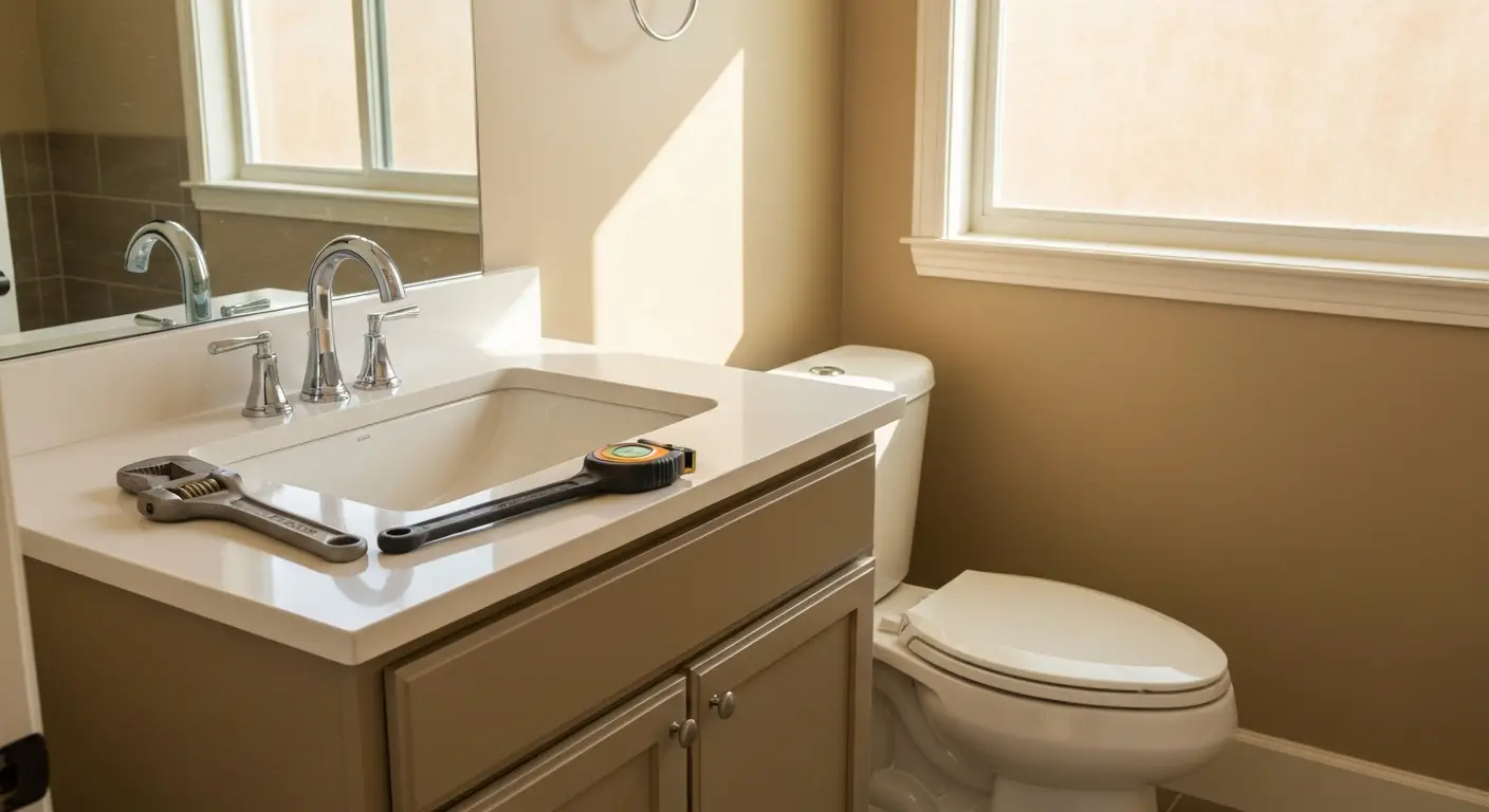 Bathroom sink and toilet fixture installation