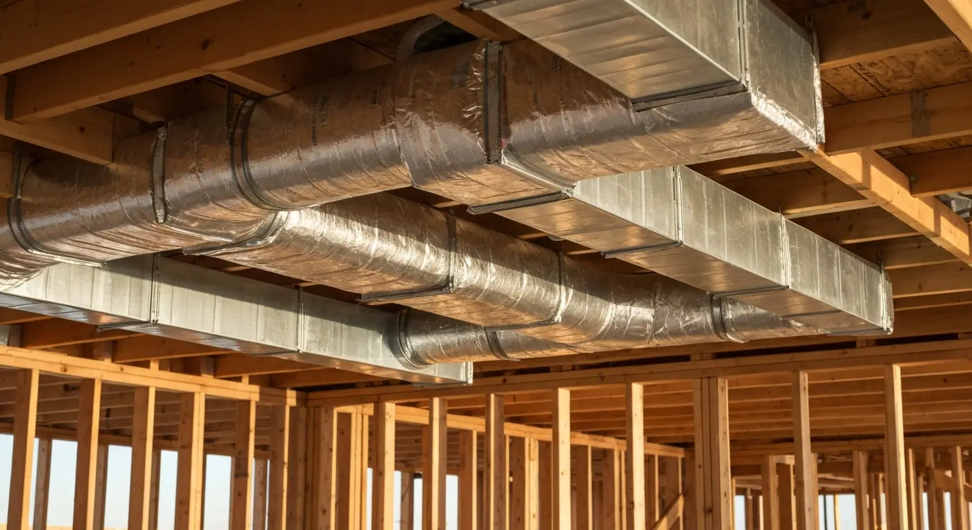 Ductwork installation during construction