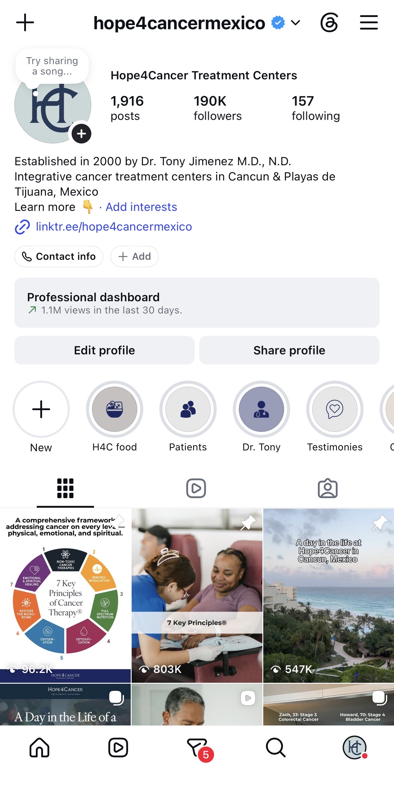 @hope4cancermexico Instagram profile