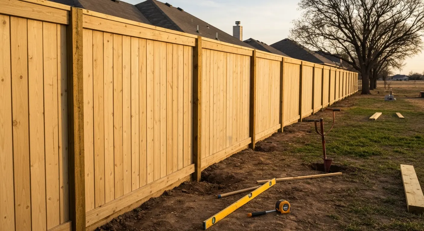 Wood fence installation