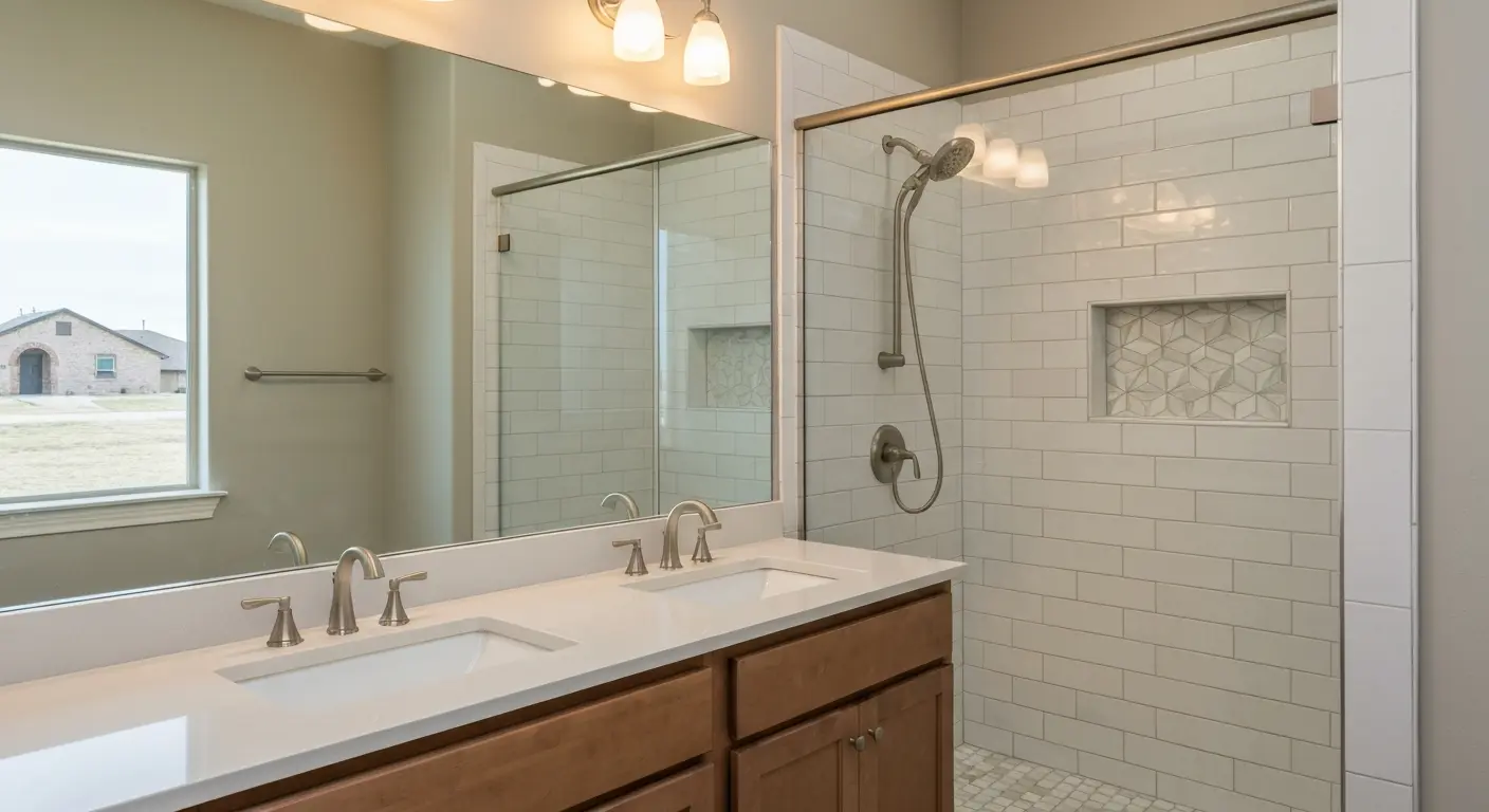 Bathroom vanity and tile shower installation