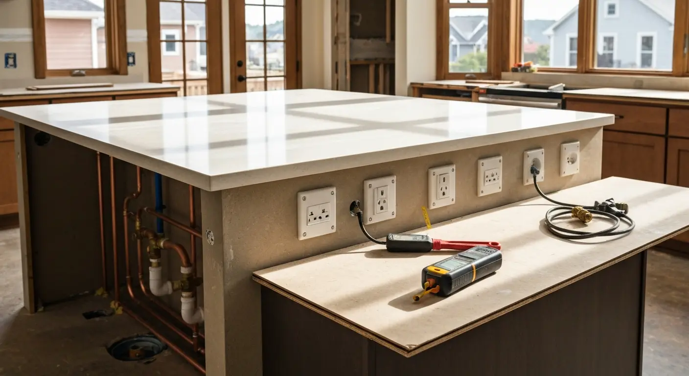Kitchen island electrical installation
