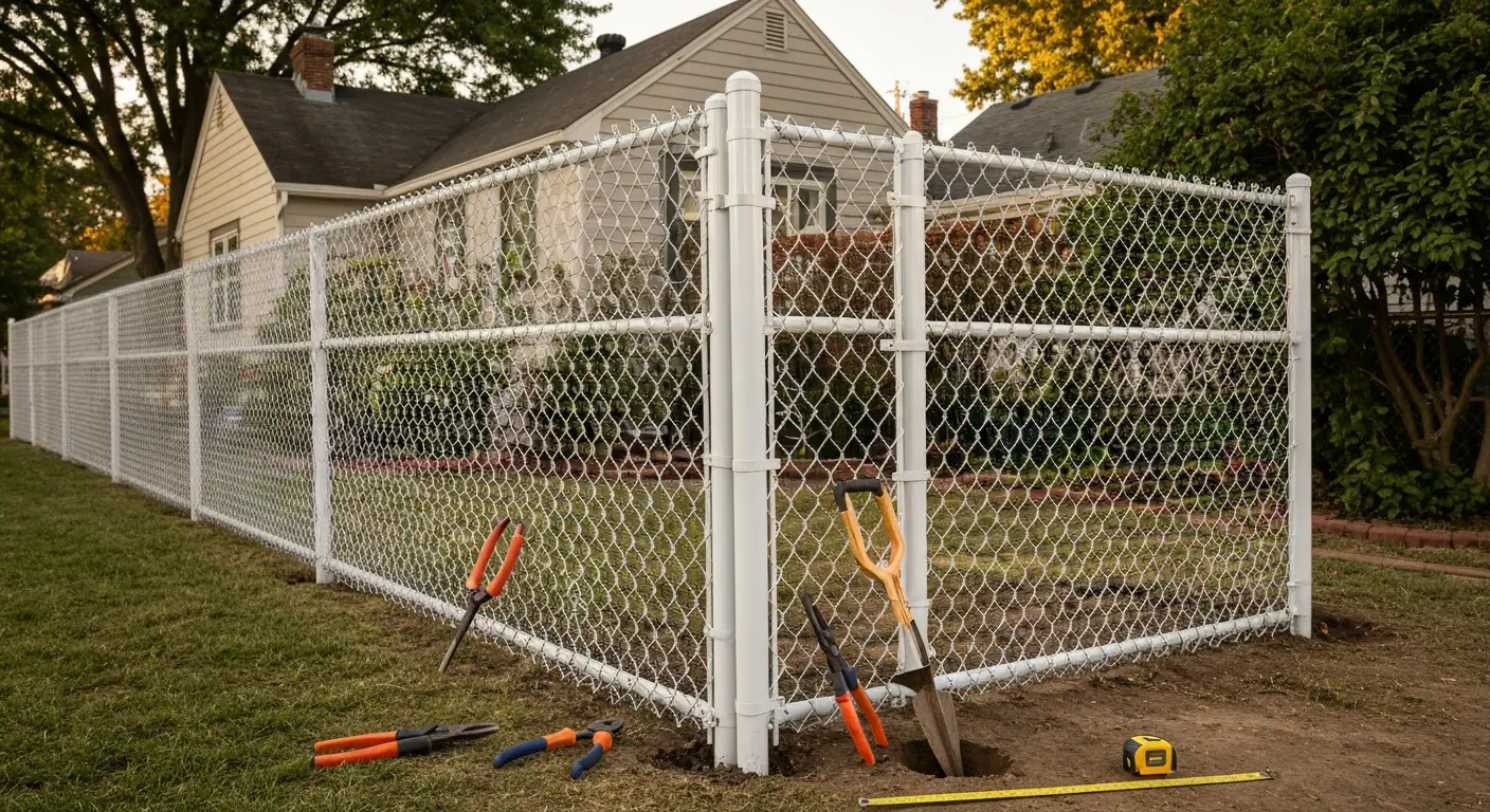 Chain link fence installation