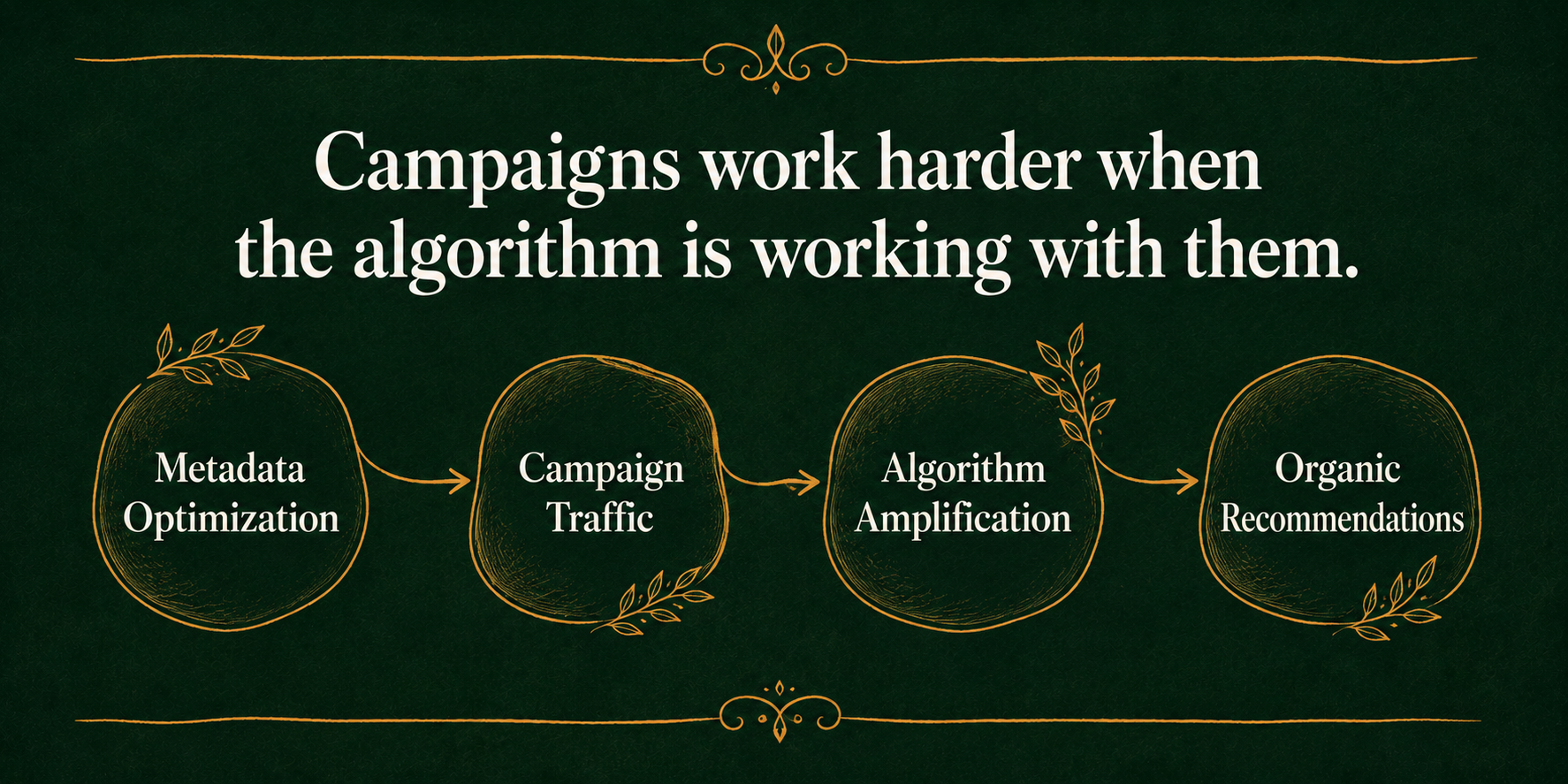 Flow diagram showing how metadata optimization amplifies a bestseller campaign for fiction authors by Rebecca Hamilton Flow diagram showing how metadata optimization amplifies a bestseller campaign for fiction authors by Rebecca Hamilton