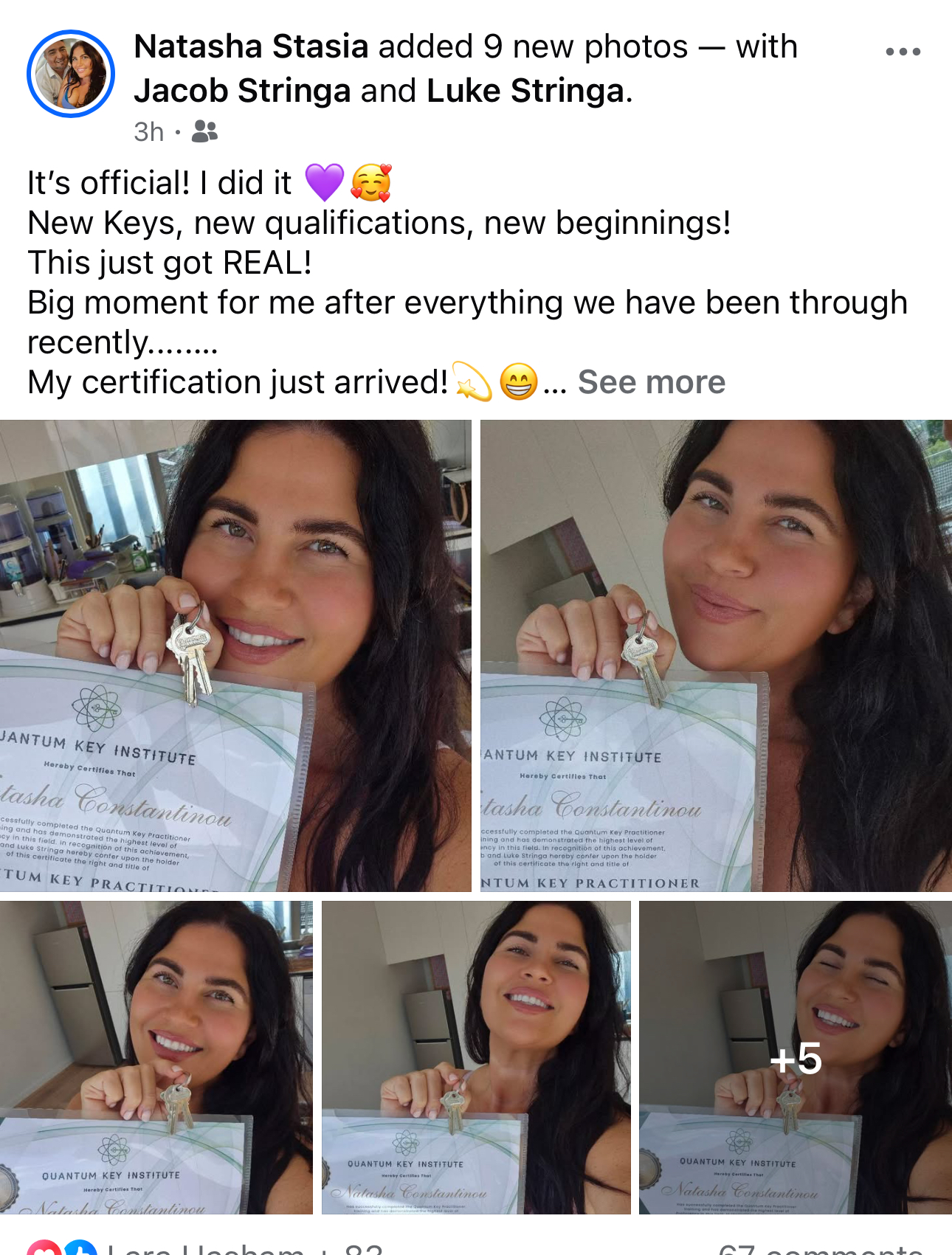 Natasha Stasia with QKI Certificate