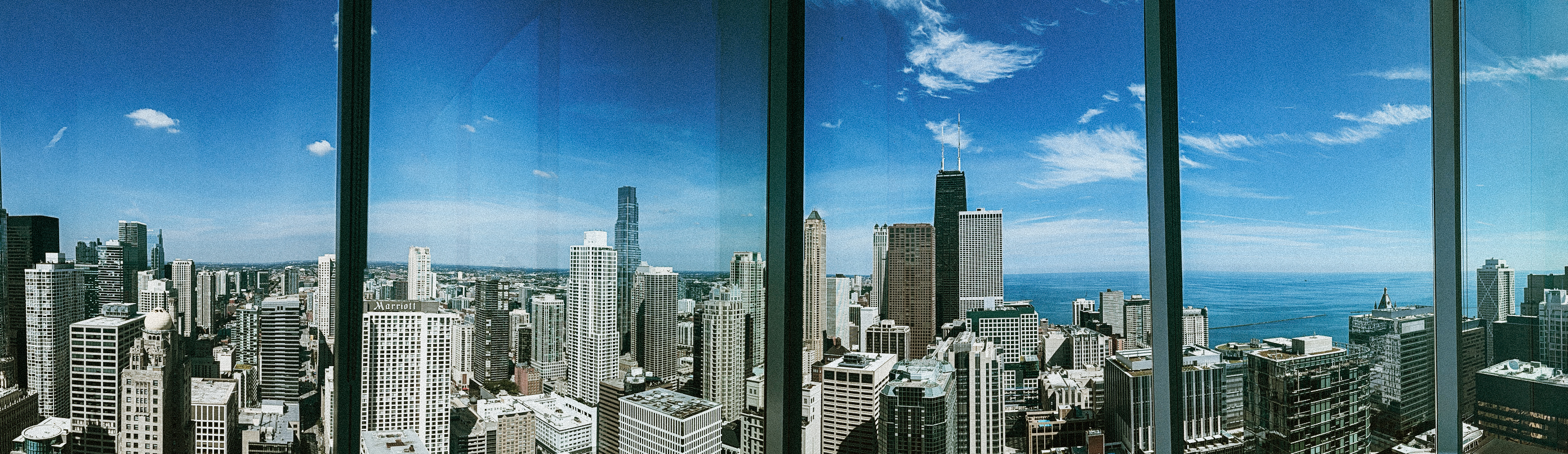 The view from Emily Cummings Photography's Streeterville studio: the Chicago skyline and Lake Michigan