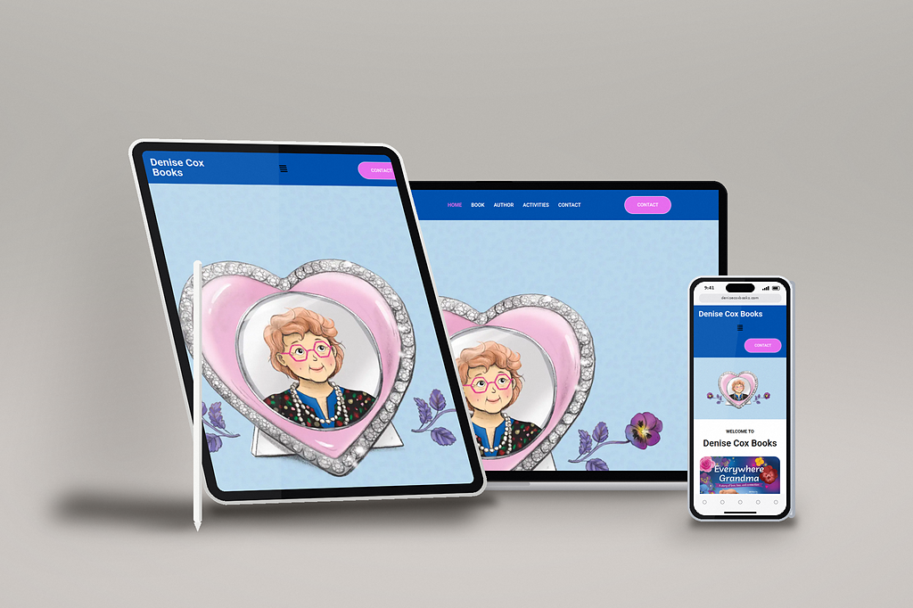 Denise Cox Books website on tablet, laptop and phone