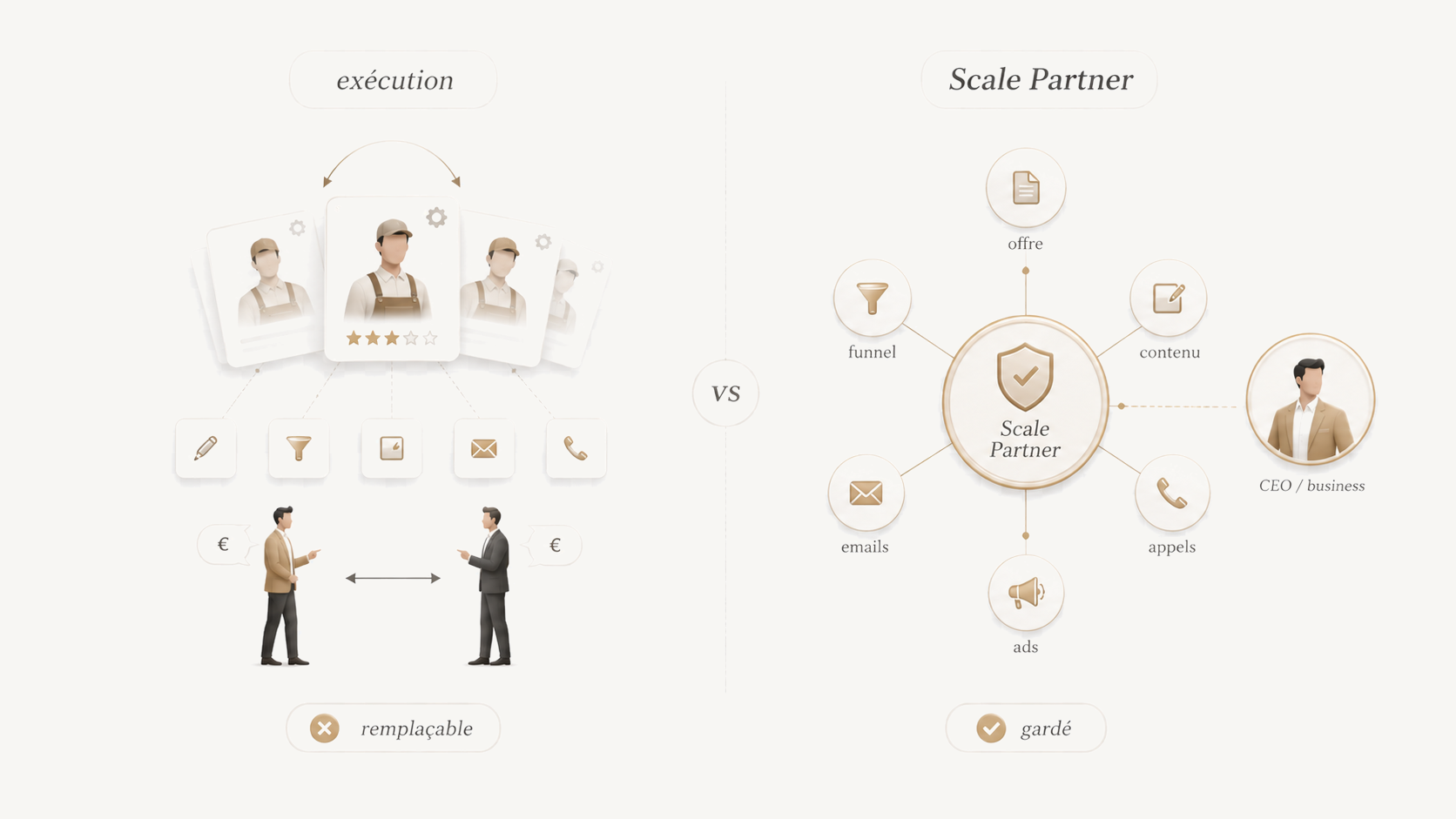 Exécution vs Scale Partner
