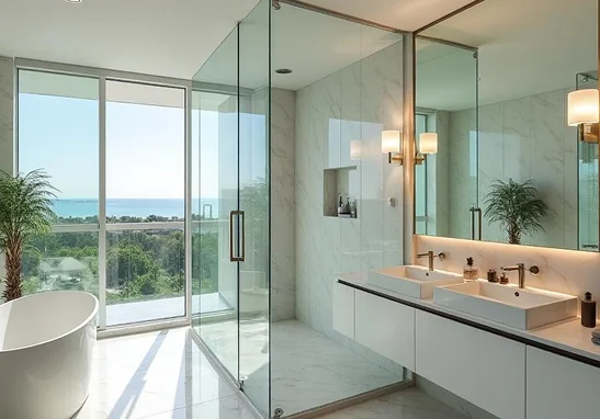 Balcony railings with glass at the Ritz-Carlton Residences