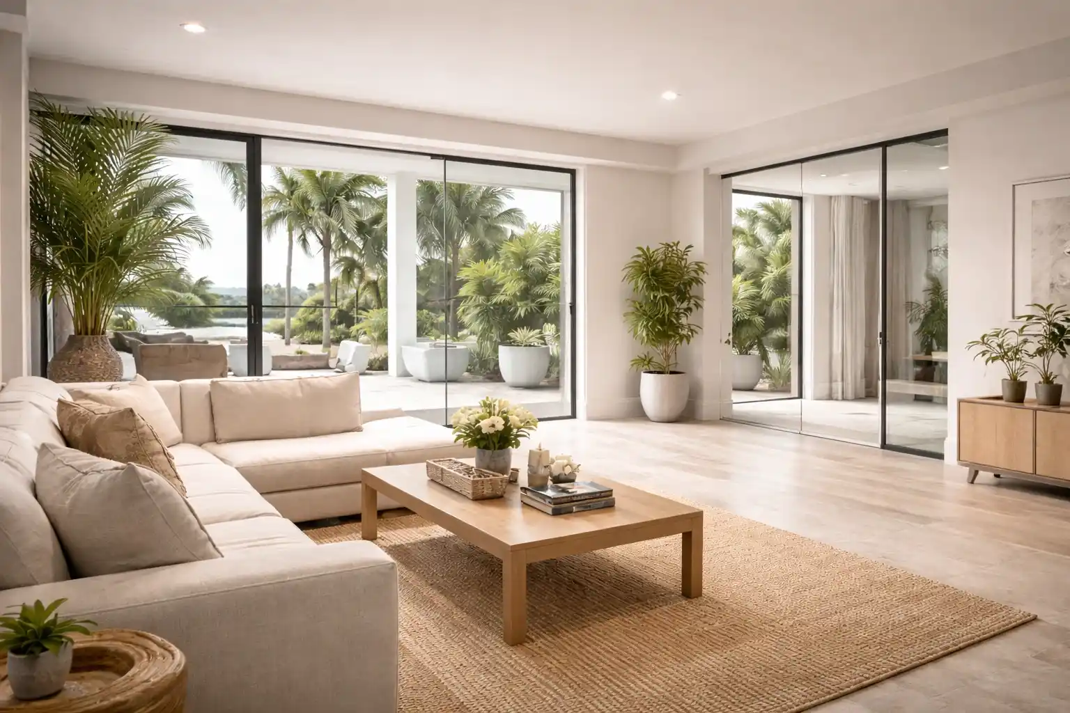 Coastal Modern Design: Glass in Open Concept Living 