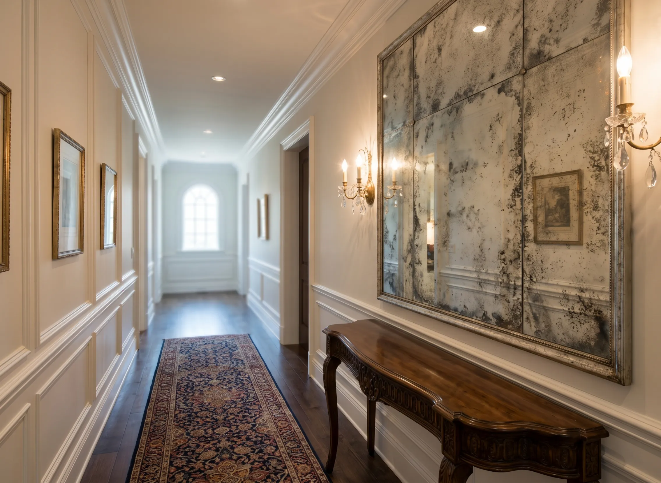 Antique designer hallway mirrors adding timeless elegance to a Florida entryway
