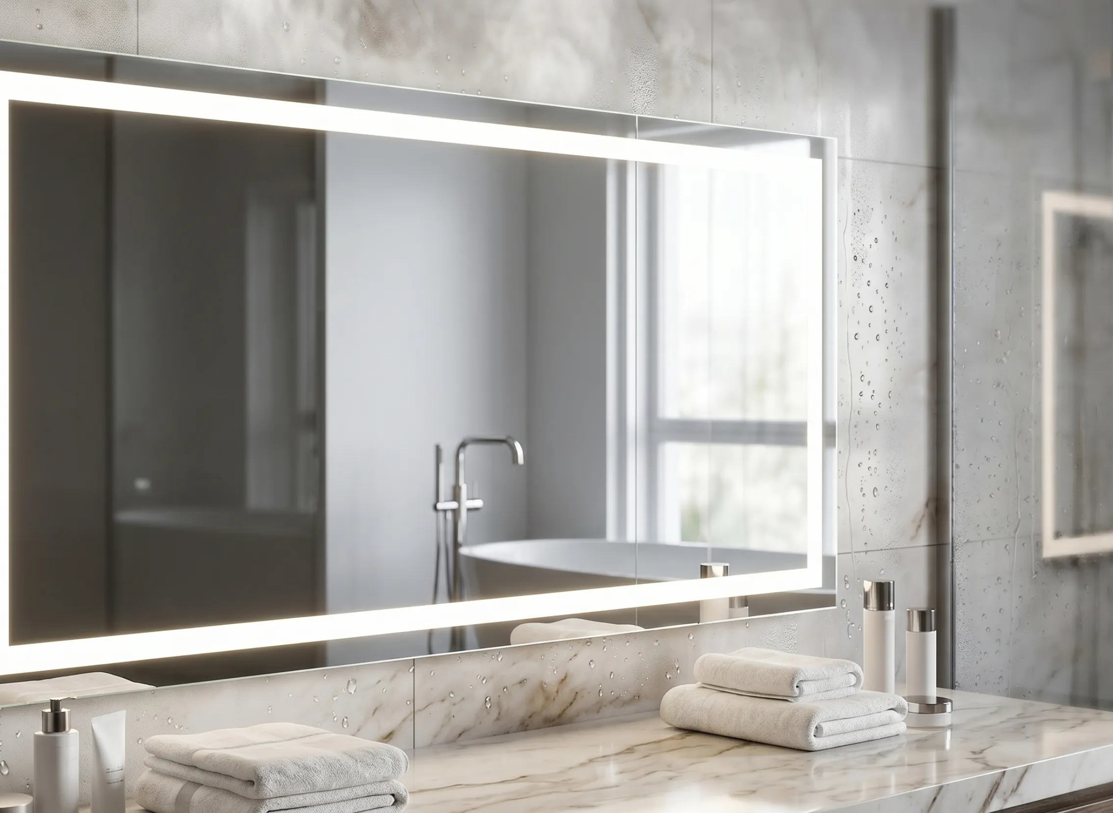 Water-resistant and anti-fog makeup mirror near me, perfect for high-humidity Florida bathrooms