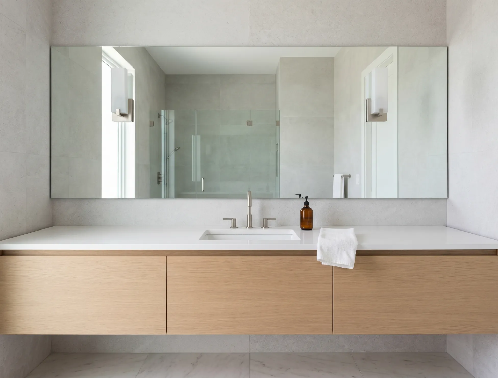 High-definition vanity mirrors near me providing distortion-free reflections in a modern home