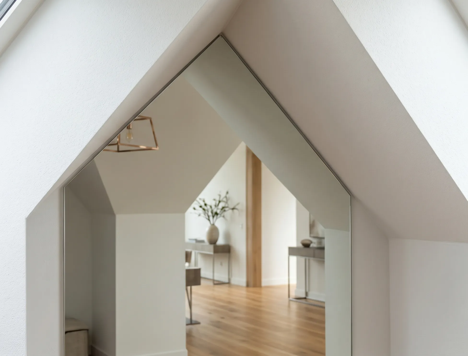 Precision custom cut wall mirror measured to fit a unique architectural layout in Naples