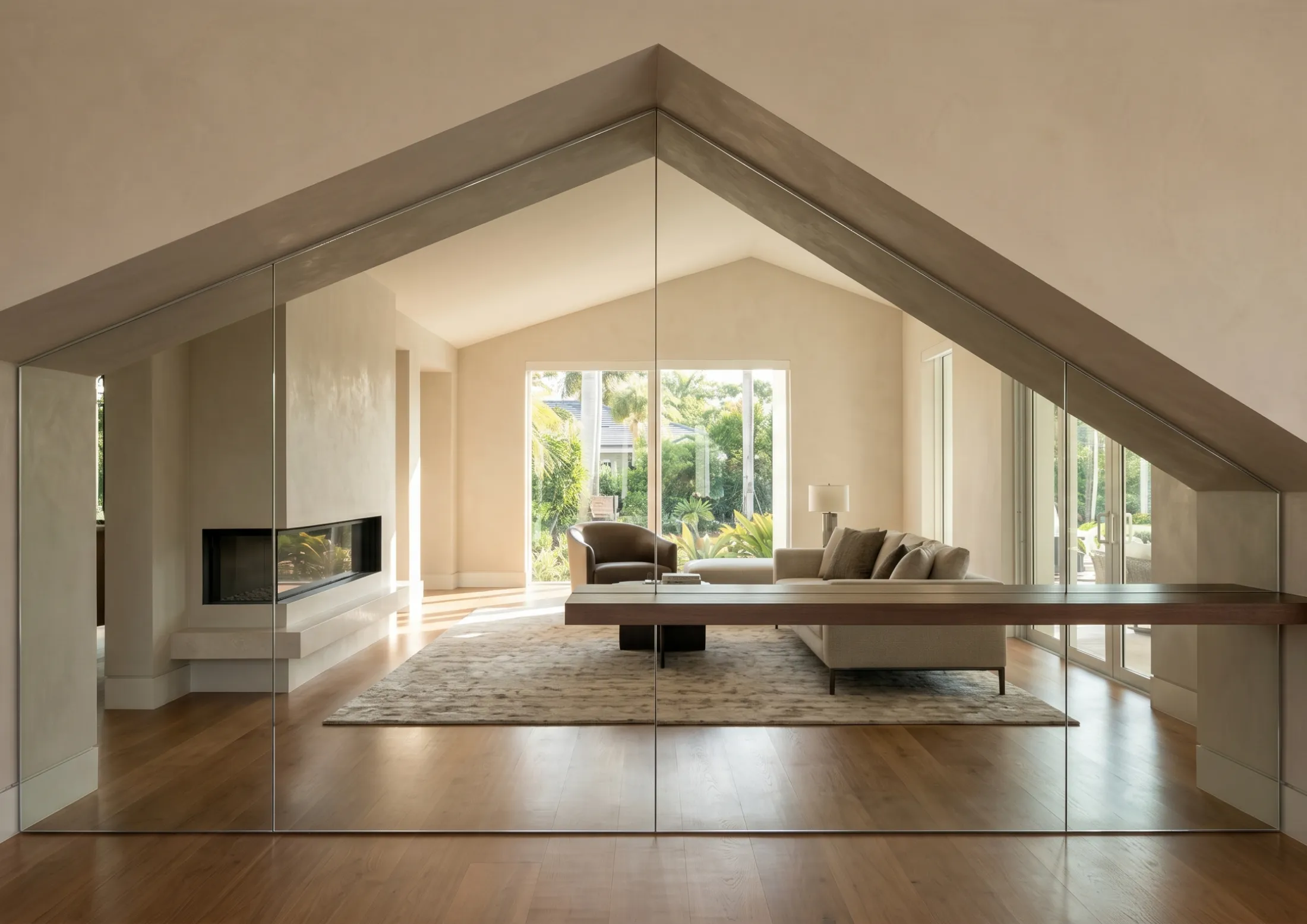 Expertly fabricated custom wall mirrors for slanted ceilings and unique architectural shapes in Naples
