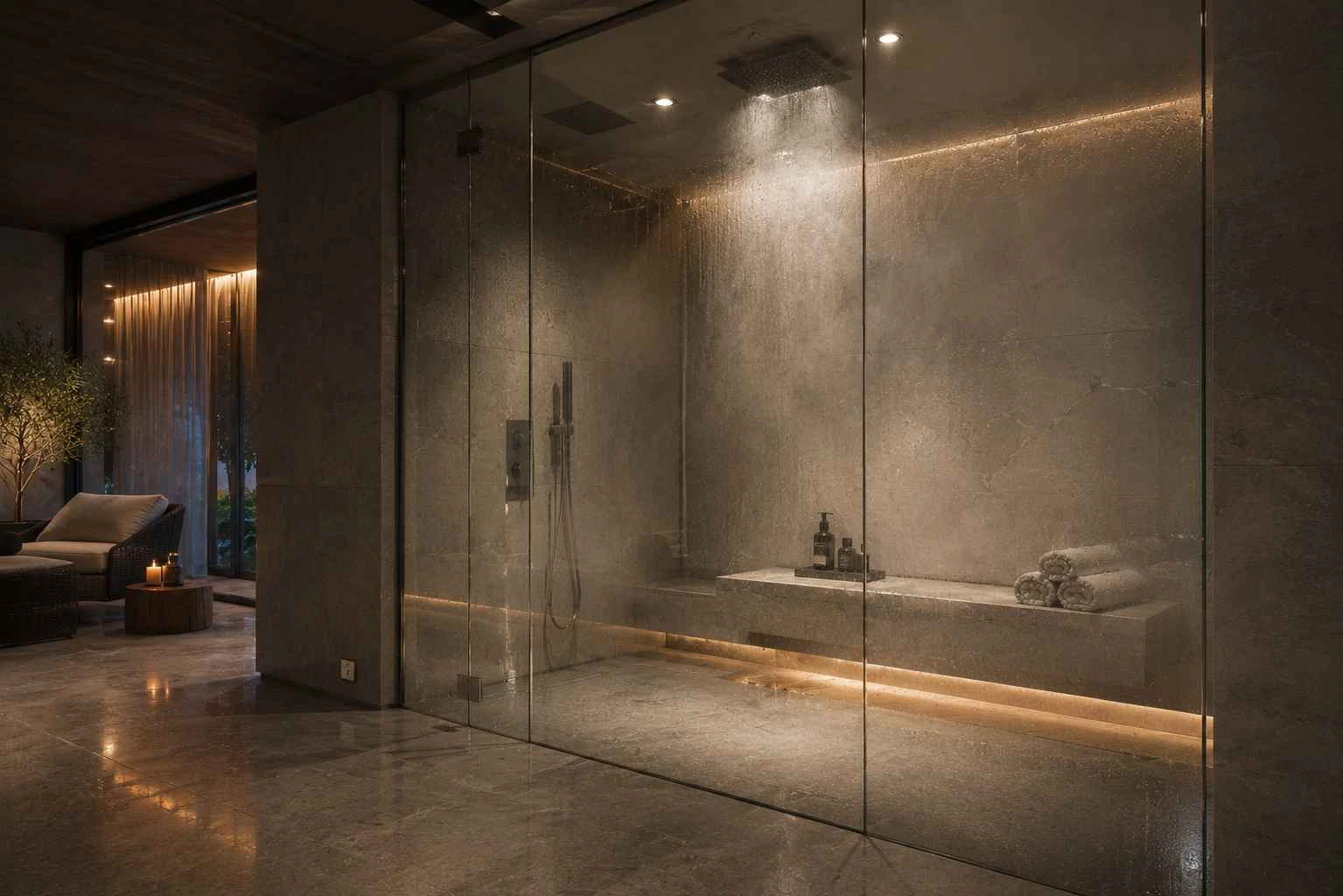 Frameless Steam Shower Glass in Naples for At-Home Wellness