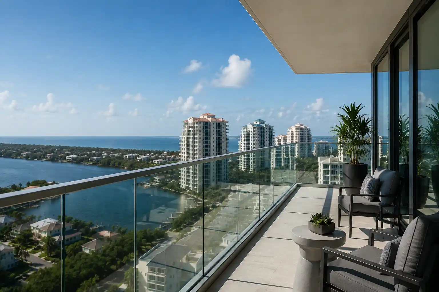 Bonita Springs Glass Railing for High-Rise Views