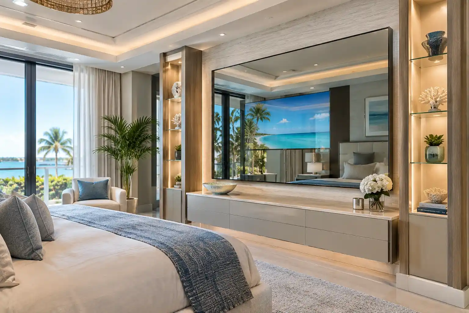 Hidden Mirror TV in Naples: The Stealth Screen for Luxury Master Suites