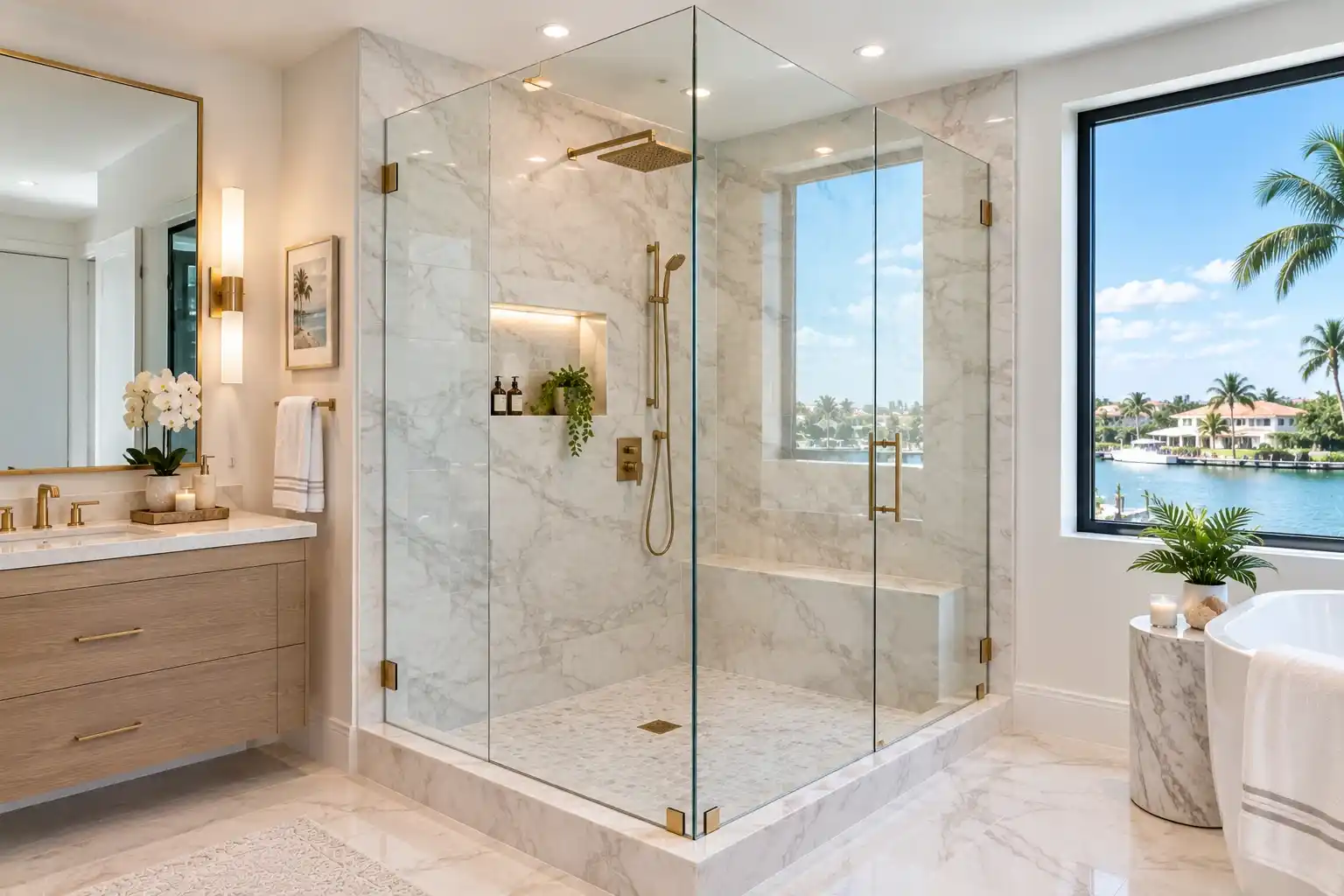 Shower Enclosure in Port Royal, Olde Naples: A Neighborhood Guide to Luxury Glass