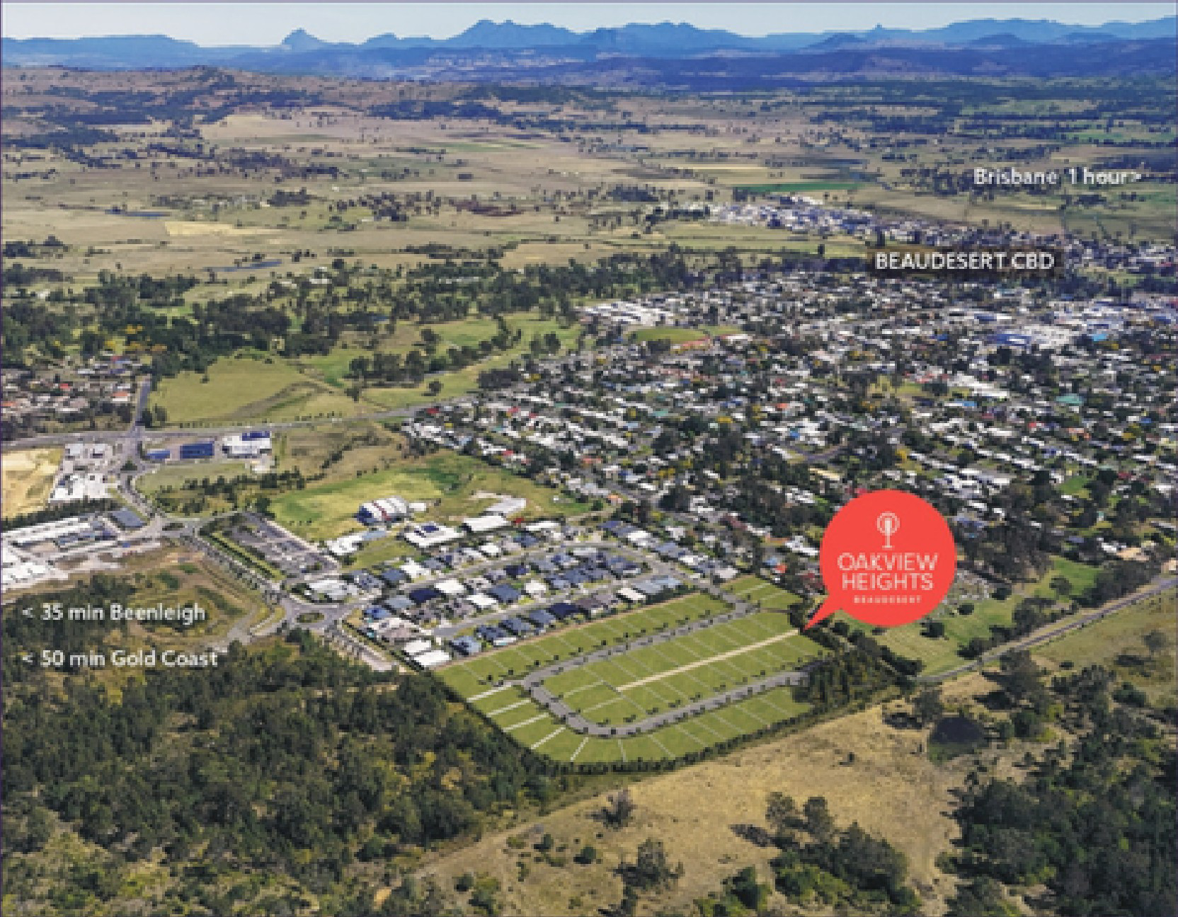 Oakview Heights aerial location in Beaudesert