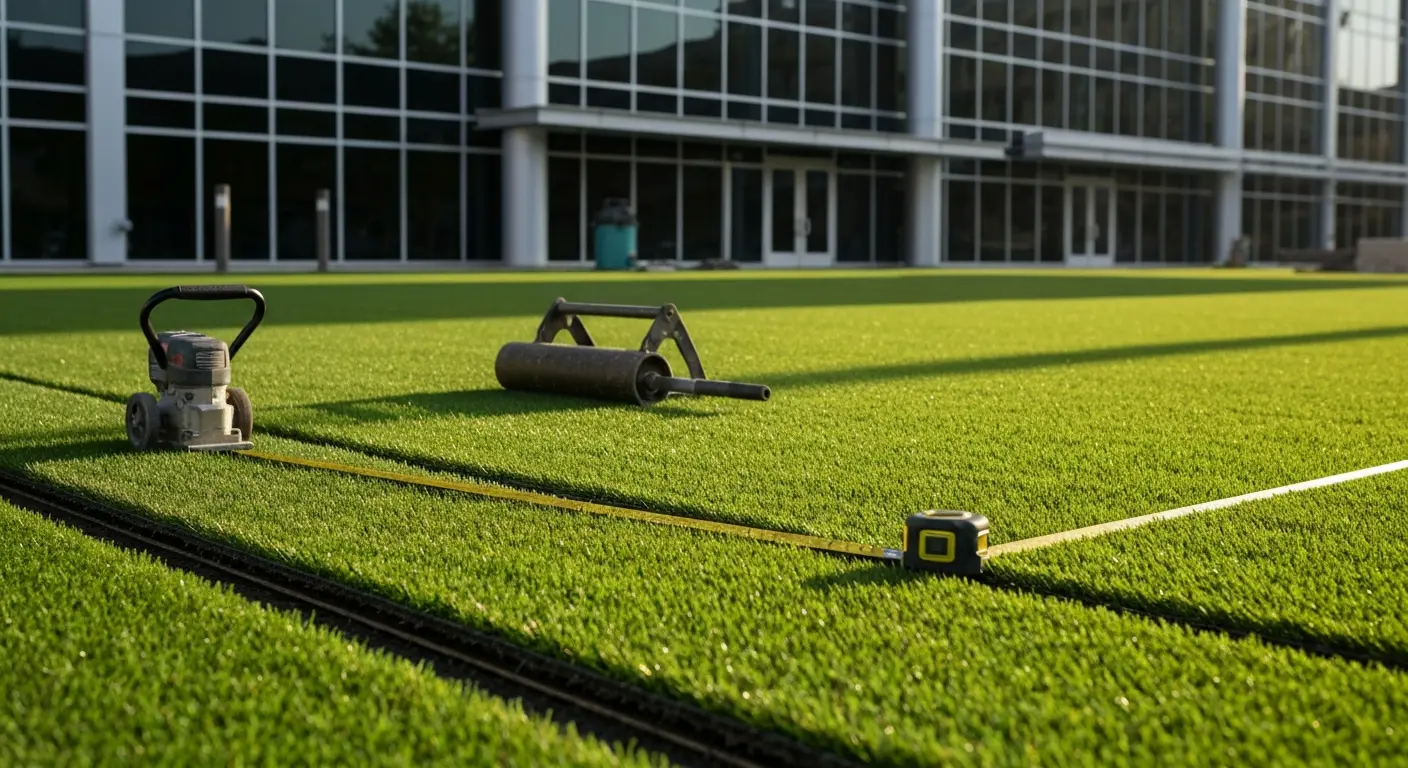 Commercial artificial turf installation