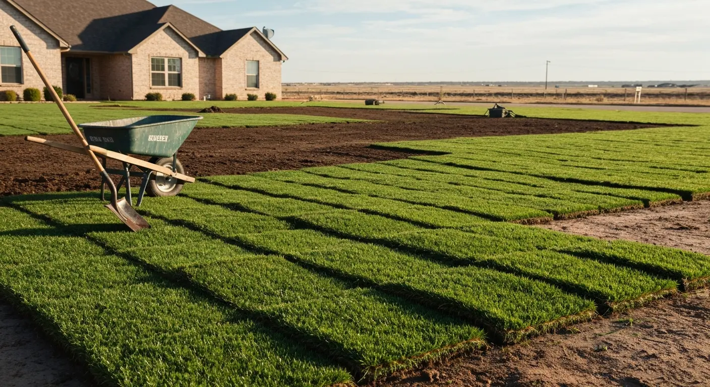 Fresh sod installation