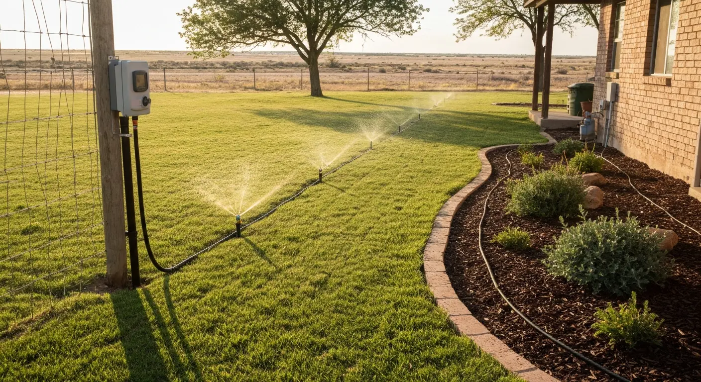 Professional irrigation system installation in Amarillo yard