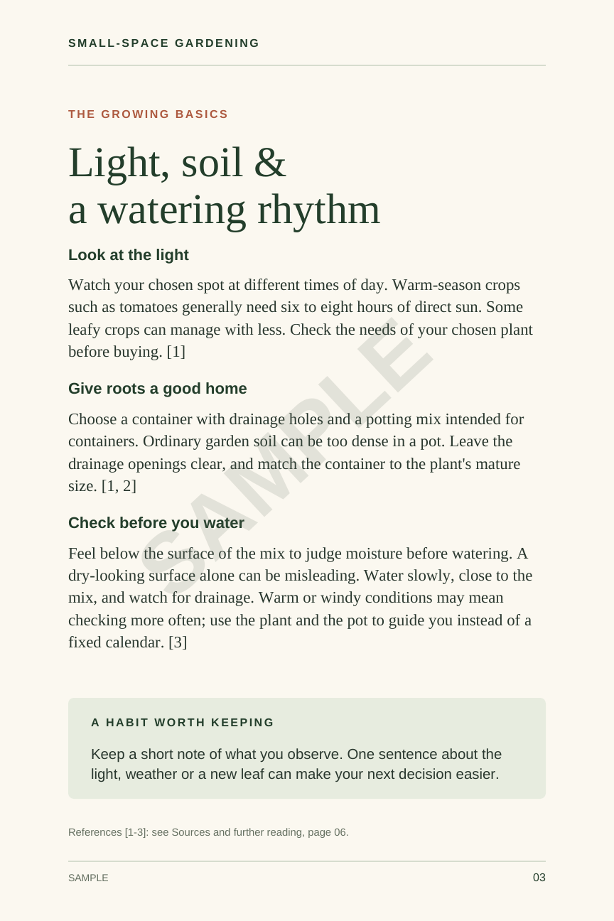 Samples — Small-Space Gardening — Reading Page