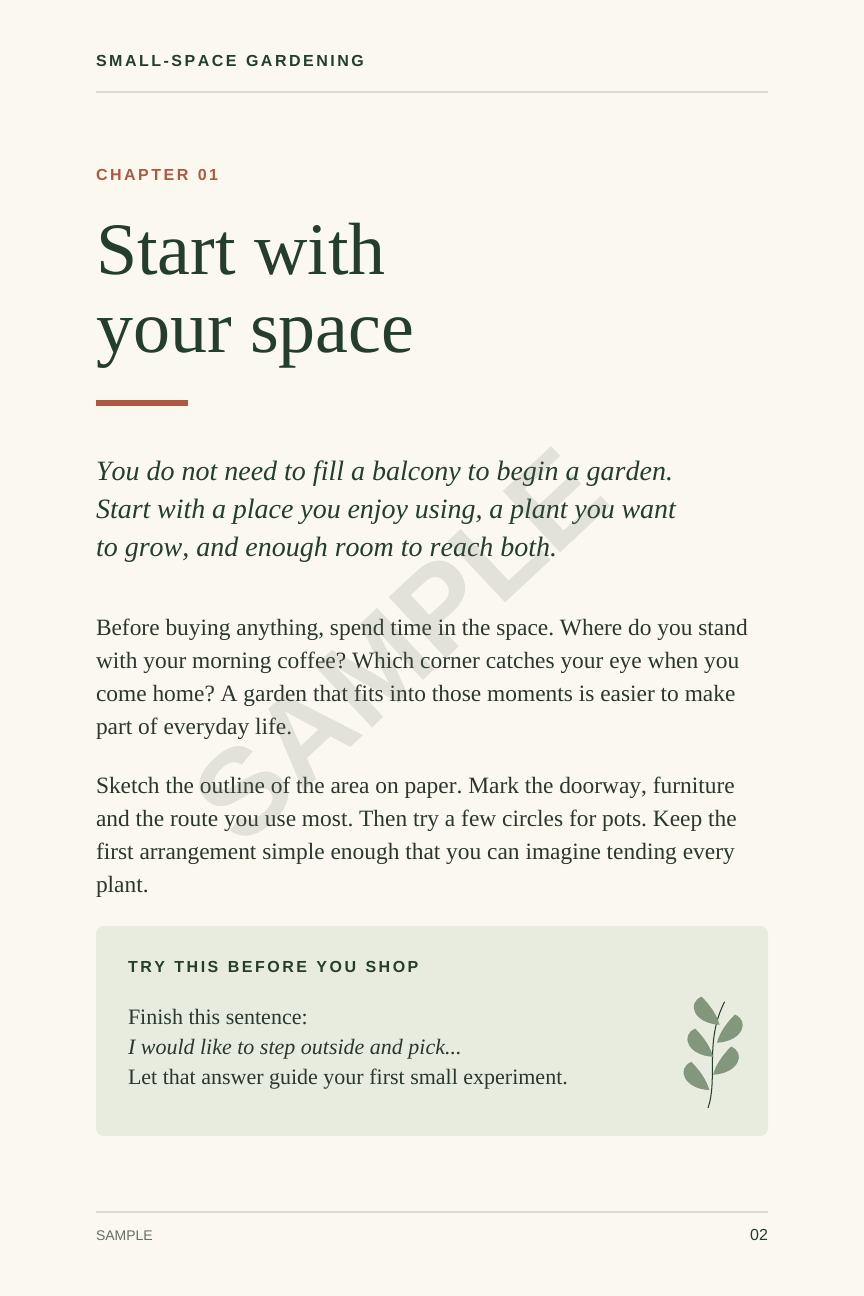 Samples — Small-Space Gardening — Chapter Opening