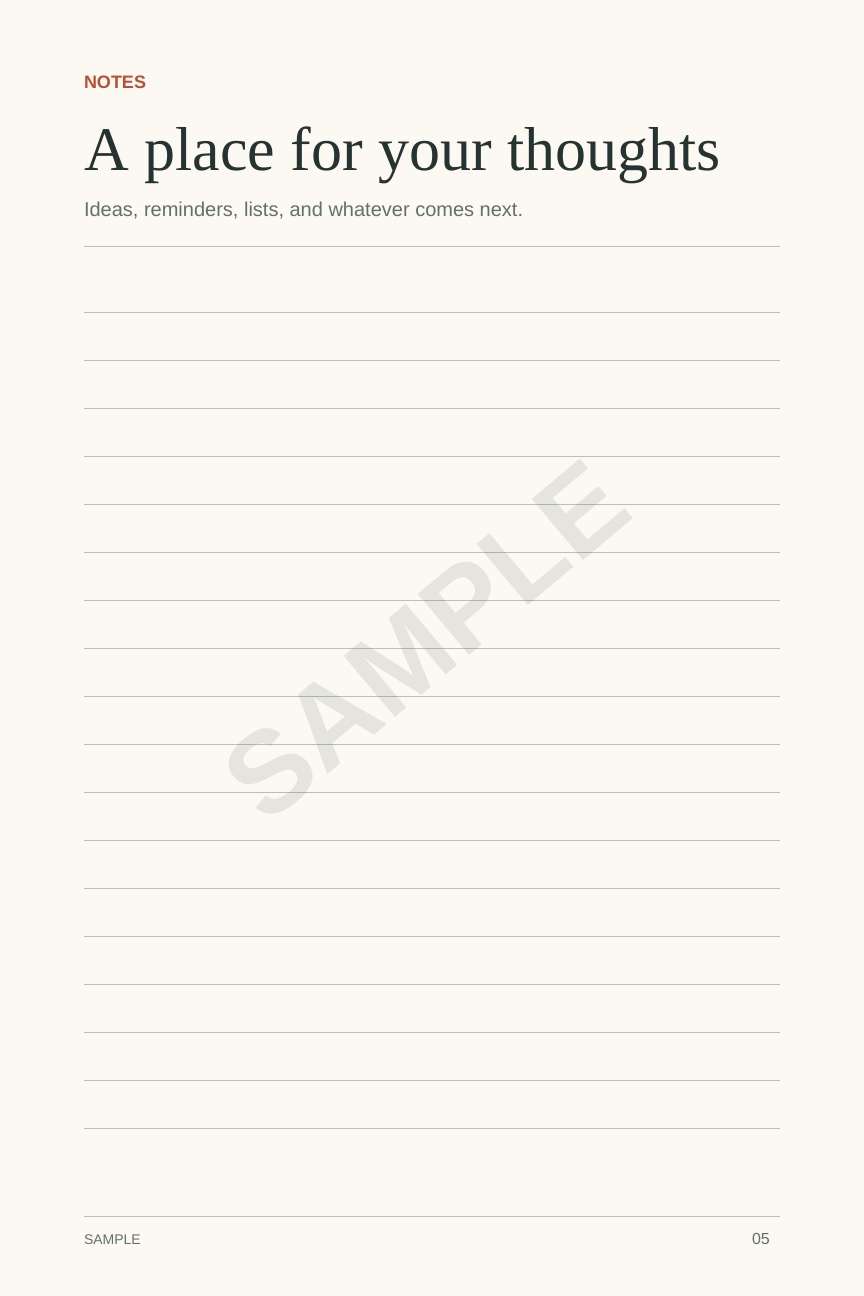 Samples — Room for the Day — Notes