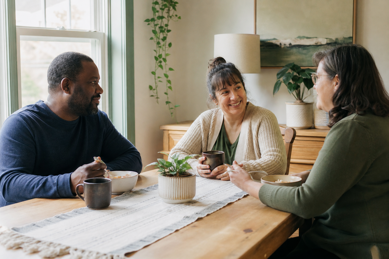 Residents connecting over a shared meal