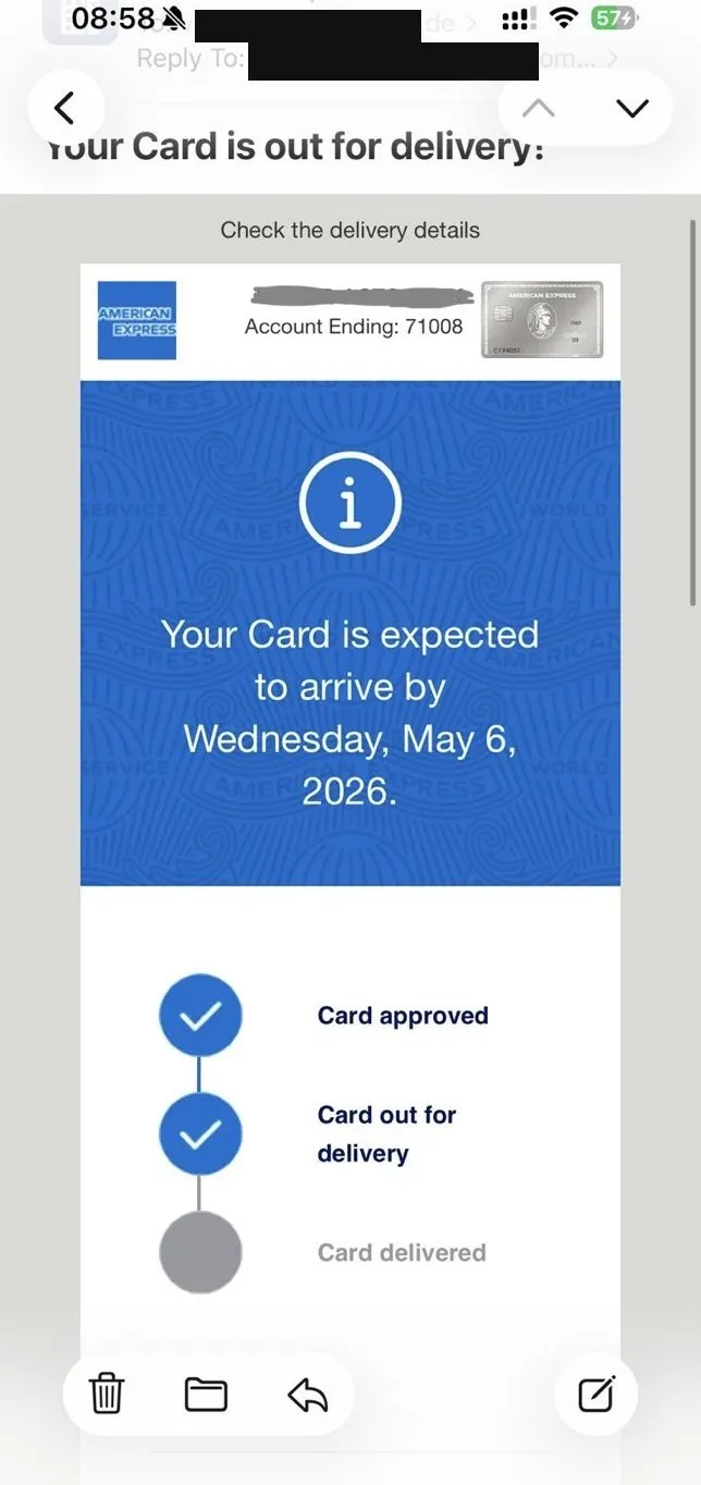 Card approved and on its way