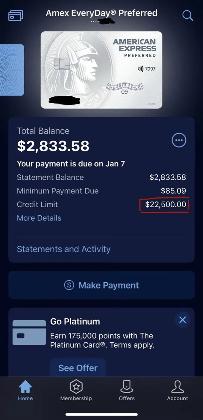 Amex EveryDay Preferred: $22,500