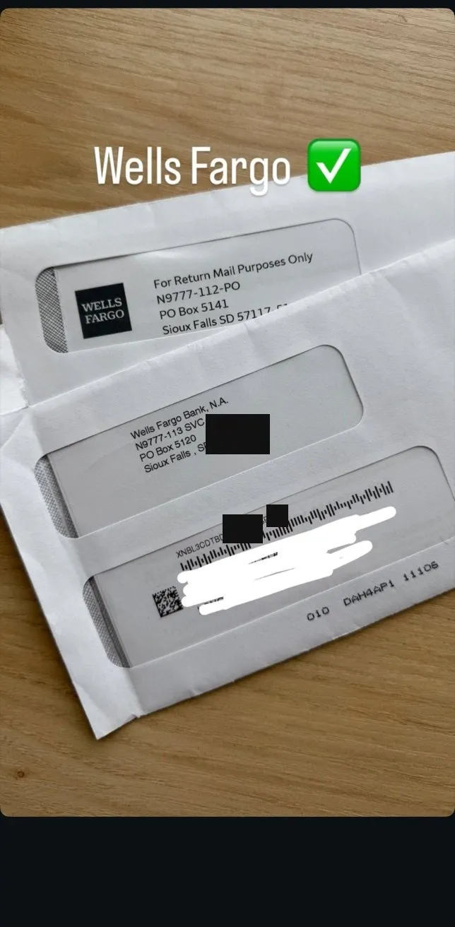Mail from Wells Fargo
