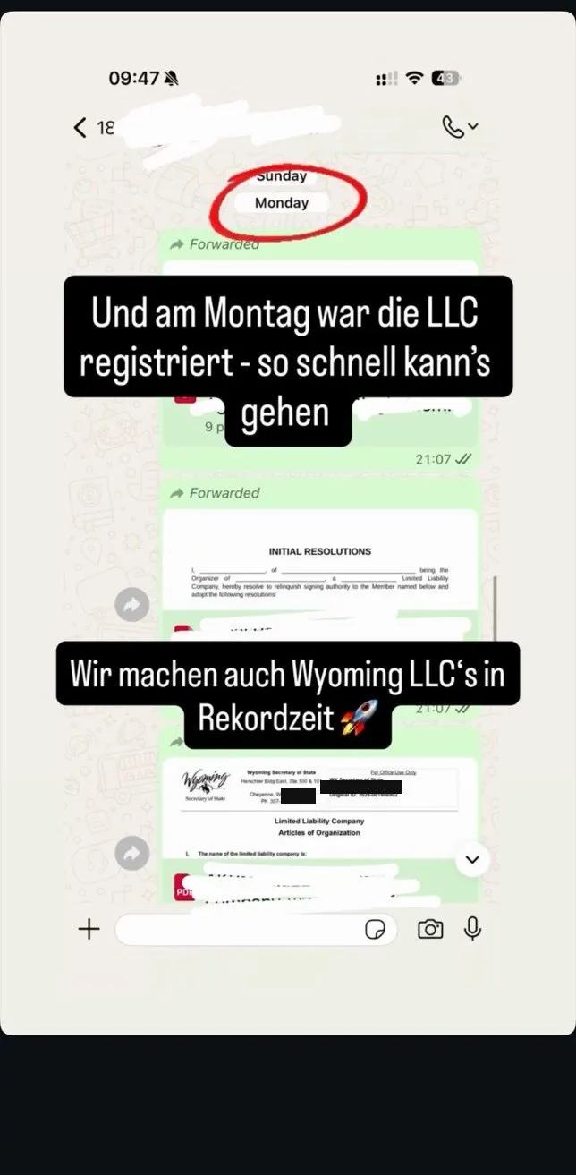 By Monday, the LLC was registered