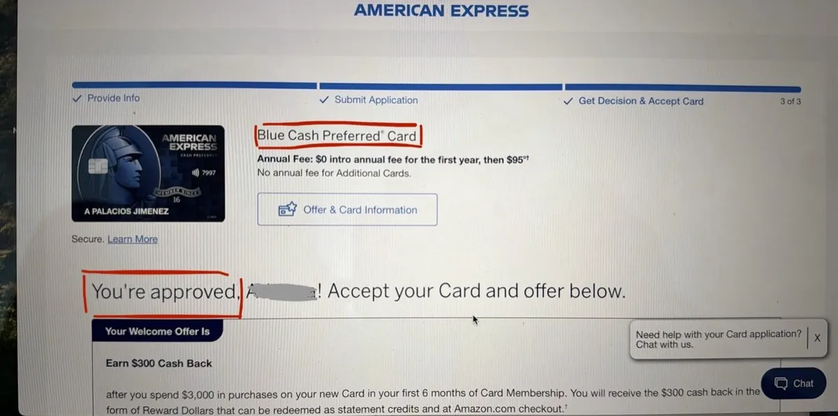 Amex Blue Cash: approved