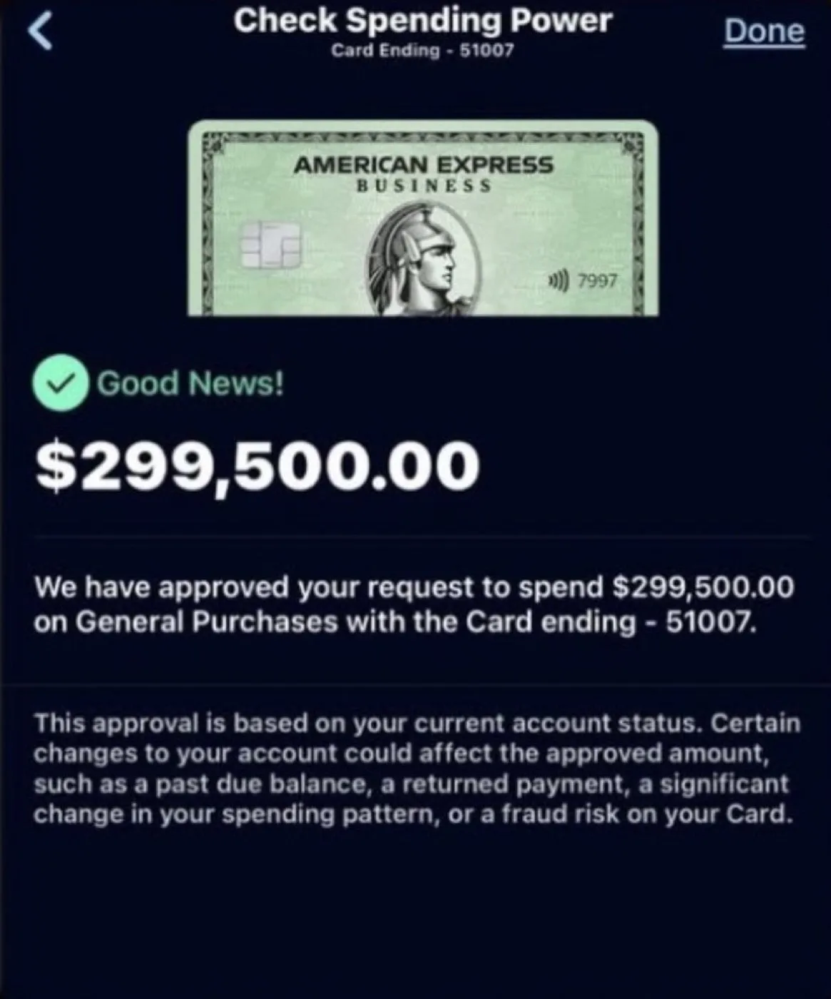 Markus K.: Amex $299,500 spending power