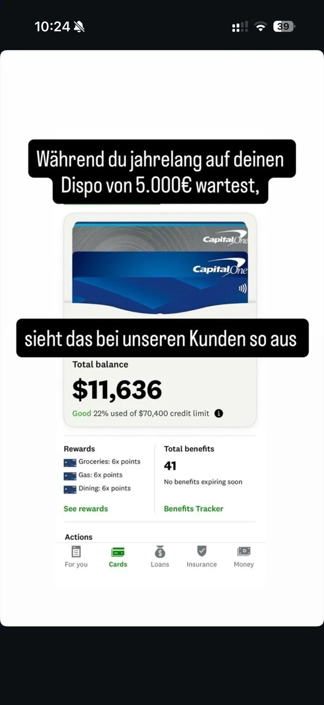 A real credit line instead of an overdraft: $70,400 with Capital One